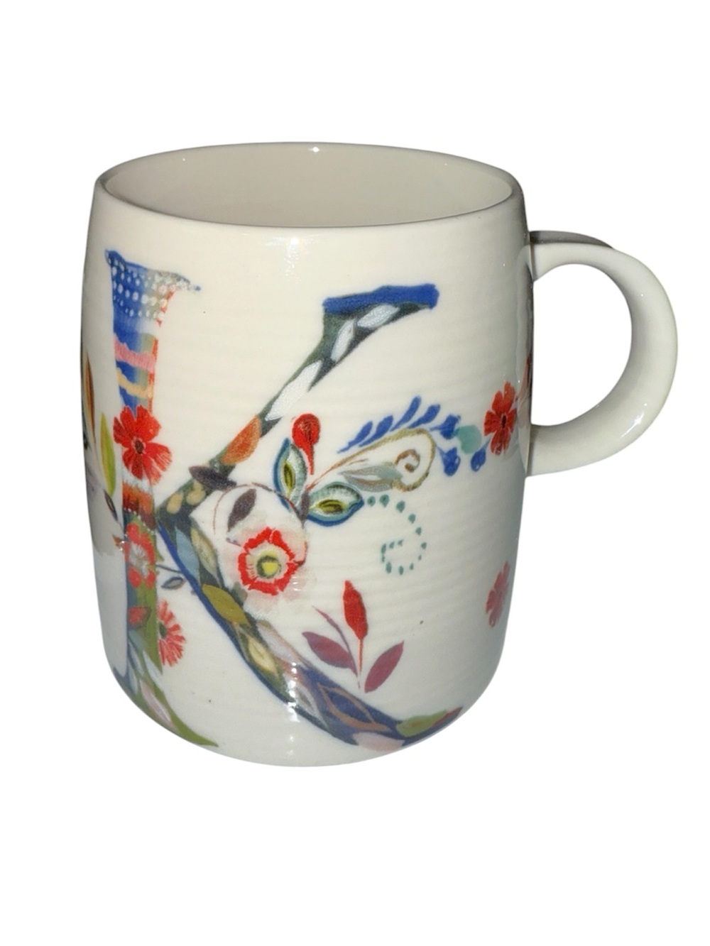 Anthropologie Starla M. Halfmann Petal Palette Monogram Letter K Coffee Mug Cup